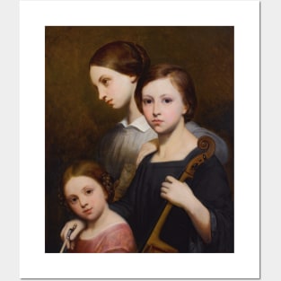 Portrait of Rene, Cecile and Louise Franchomme by Ary Scheffer Posters and Art